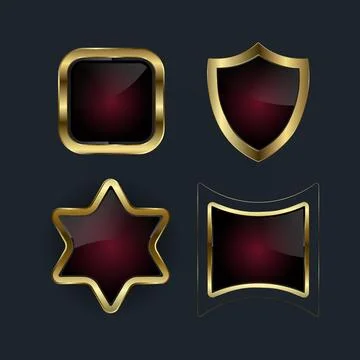 Cellection of different Luxury Golden shapes shiny Digital Icons, button wi.. Stock Illustration