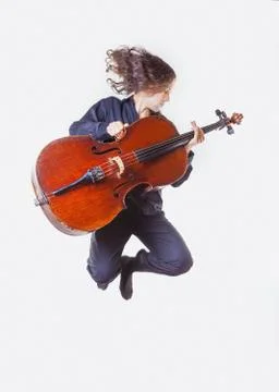 Cellist Jumping Stock Photos