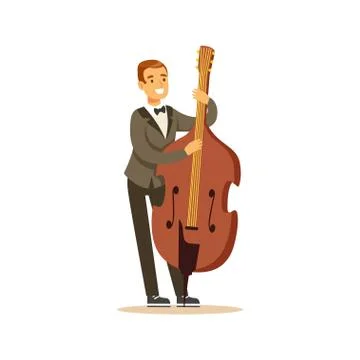 Cellist man playing classical music on cello, classical music performance vector 스톡 일러스트