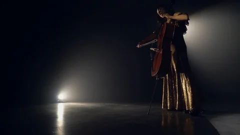 The cellist performs on stage. Vidéo 95846454