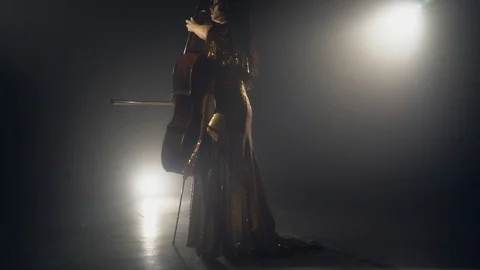 The cellist performs on stage. Vidéo 95846597