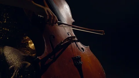 The cellist performs on stage. Vidéo 95848936
