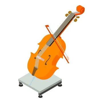 Cello icon isometric vector. Stringed music instrument with bow on electro scale Illustrazione stock