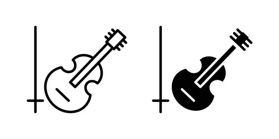 Cello icon silhouette vector set. thin line pack 스톡 일러스트
