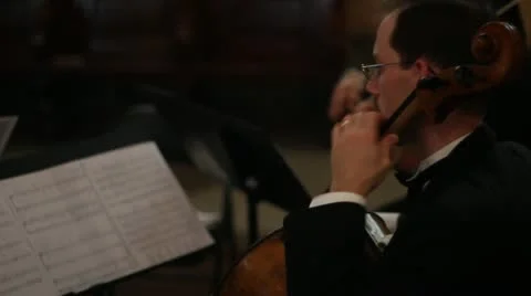 Cello Player from side with quartett 스톡 동영상 11136074