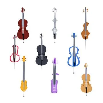 Cello set cartoon vector illustration Stock Illustration