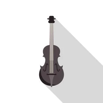 Cello string instrument with long shadow casting a dramatic silhouette Stock Illustration