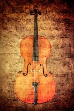Cello with vintage textures Stock Photos