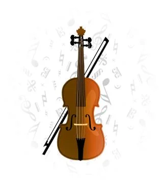 Cello, violoncello on music note background Stock Illustration