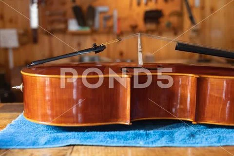 Cello in a workshop Stock Photos