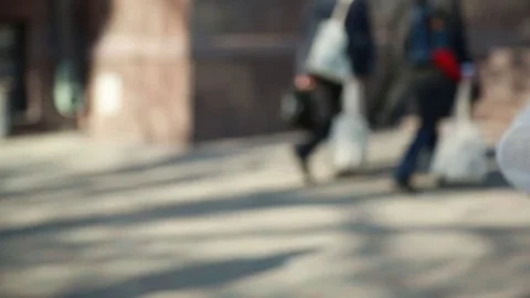 The cellophane plastic package went up into the air on the street in Kyiv Stock Footage 80602303