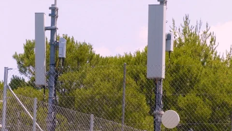 Cellphone 5G Panels on Posts Stock Footage 122241096