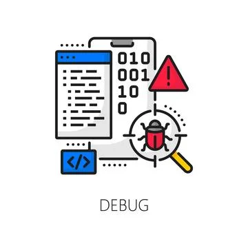 Cellphone app develop and debug outline icon イラスト素材