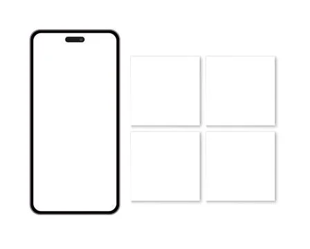 Cellphone with blank square templates on screen vector illustration for social Stock Illustration