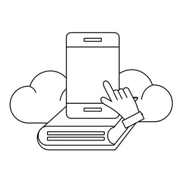 Cellphone with book イラスト素材