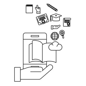 Cellphone with books イラスト素材