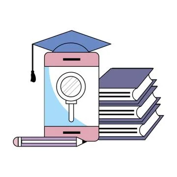 Cellphone with books Illustrazione stock