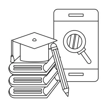 Cellphone with books 스톡 일러스트