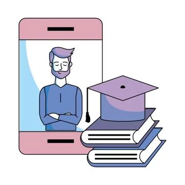 Cellphone with books Stockillustratie