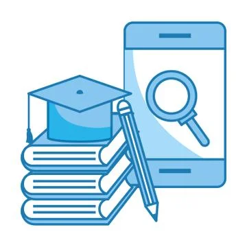 Cellphone with books イラスト素材