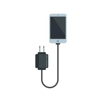 Cellphone charger icon flat vector. Phone battery Stock Illustration