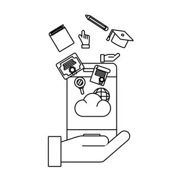 Cellphone with cloud Illustrazione stock