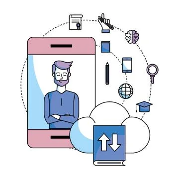 Cellphone with clouds Stockillustratie