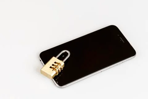 Cellphone data security - lock and phone Stock Photos