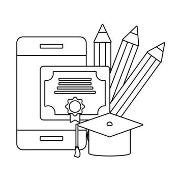 Cellphone with diploma 스톡 일러스트