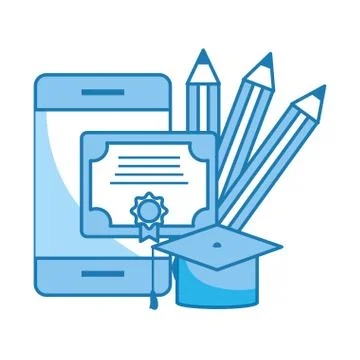 Cellphone with diploma 스톡 일러스트