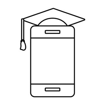 Cellphone with graduation cap 스톡 일러스트