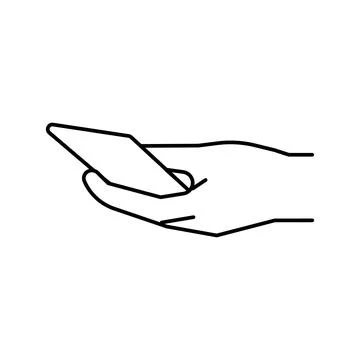 Cellphone in hand line icon vector illustration Stock Illustration