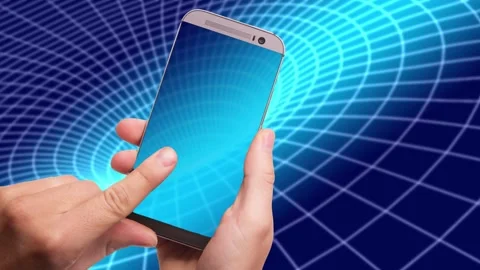 Cellphone in the hands with Animated Background Stock Footage 137287922