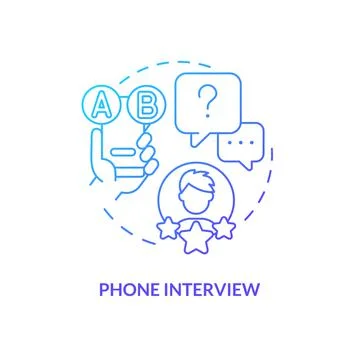 Cellphone interview blue gradient concept icon Stock Illustration