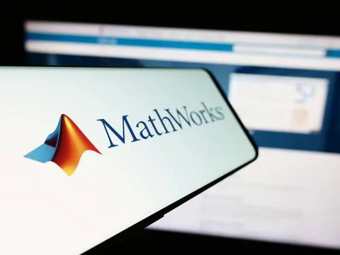 Cellphone with logo of American computing software company The MathWorks I... Stockfoto's