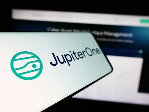 Cellphone with logo of cloud infrastructure management company JupiterOne ... Stock Photos