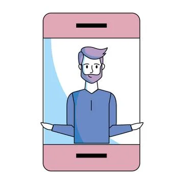 Cellphone with man 스톡 일러스트