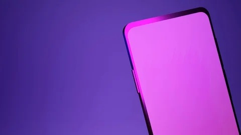 Cellphone mockup with empty screen and colorful lights Stock Footage 129703612