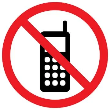 Cellphone not allowed sign vector. Turn off mobile phones. Stock Illustration