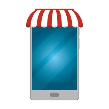 Cellphone with parasol Illustrazione stock