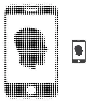 Cellphone Profile Halftone Dot Icon 스톡 일러스트