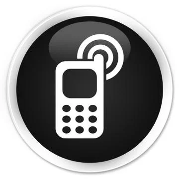 Cellphone ringing icon premium black round button Stock Illustration