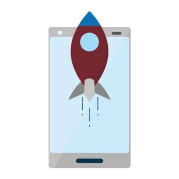 Cellphone rocket startup Stock Illustration