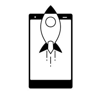 Cellphone rocket startup Stock Illustration