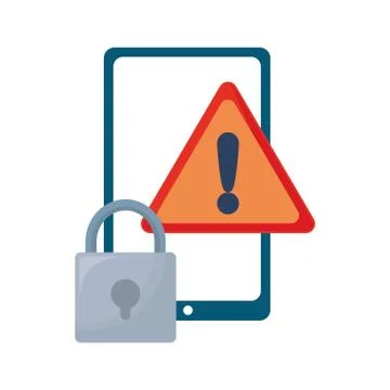 Cellphone security warning on white background Stock Illustration