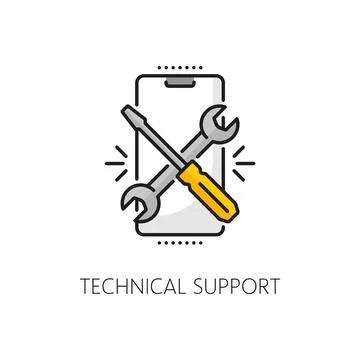 Cellphone software technical support outline icon Stock Illustration
