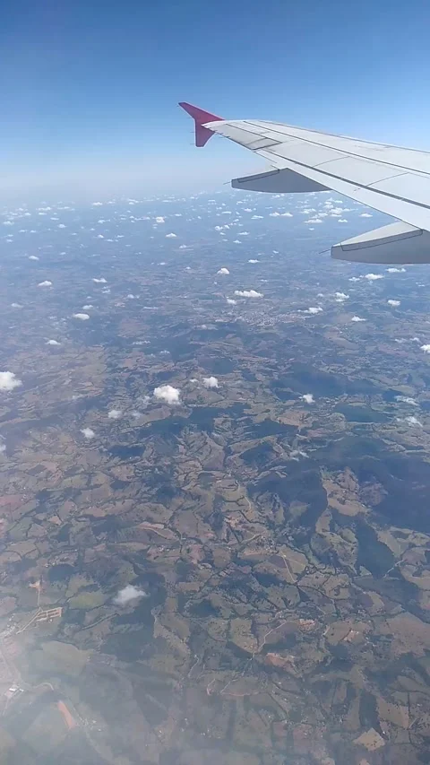 Cellphone stabilized vertical time lapse from plane flying from São Paulo to Bel Stock Footage 196461089
