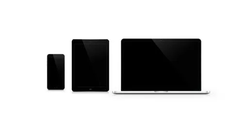 Cellphone tablet laptop mock-up view Stock Illustration