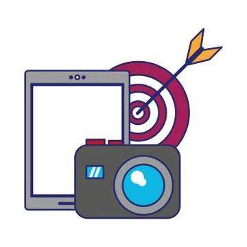 Cellphone target and camera blue lines Ilustración de archivo