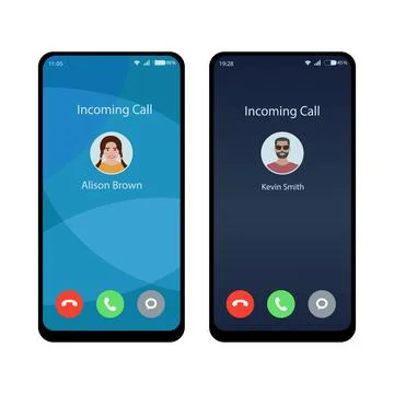 Cellphone touchscreen device vector isolated on white background. Incoming ca Stock Illustration